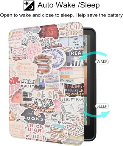 Case for All-New Kindle Paperwhite 12th Gen 2024 and Kindle Colorsoft Signature Edition, Book Lovers Gifts Lightweight PU Leather Protective Cover with Auto Sleep Wake Hand Strap in Saudi Arabia