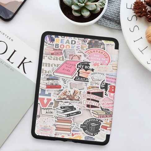 Case for All-New Kindle Paperwhite 12th Gen 2024 and Kindle Colorsoft Signature Edition, Book Lovers Gifts Lightweight PU Leather Protective Cover with Auto Sleep Wake Hand Strap in Saudi Arabia