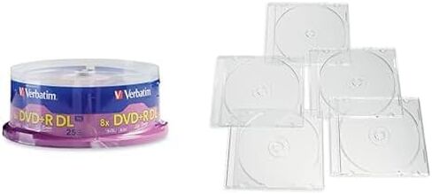 Verbatim DVD+R DL 8.5GB 8X LifeSeries 25 Discs Spindle + 25 Clear Slim Storage Cases – Data & Music Recording Bundle in Saudi Arabia