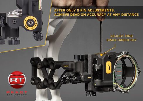 Trophy Ridge React H5 Bow Sight - 5 Pin Sight, Tool Less Windage and Elevation Adustability, 2nd Axis Leveling, Adjustable Click Light in Saudi Arabia
