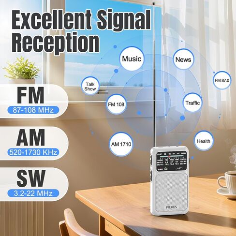 PRUNUS J-211 Portable Radio AM FM with USB C Charging and AA Battery Operated, Transistor Radio, Strong Reception& Clear Speaker, Headphone Jack, Back Clip, Lanyard, Small Radios Portable AM FM in Saudi Arabia