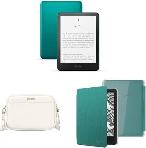 حزمة إصدار Amazon Kindle Paperwhite Signature Edition: تتضمن إصدار Amazon Kindle Paperwhite Signature سعة 32 جيجابايت | اليشم المعدني، حقيبة حبال | الكثبان الرملية، حافظة خلفية شفافة | يشم in Saudi Arabia