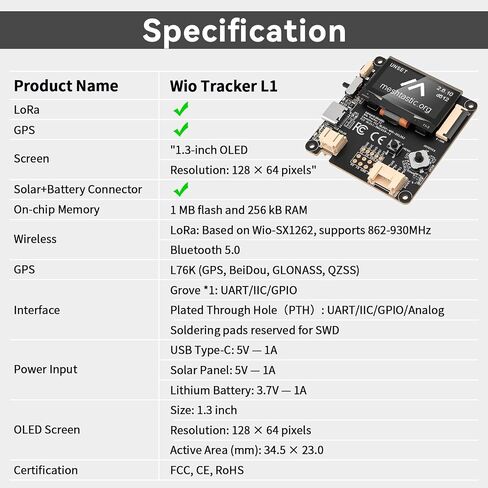 مجموعتان من لوحة Wio Tracker L1 مع بطارية 3000 مللي أمبير في الساعة ومجموعة حافظة - مجموعة وحدة Wio SX1262 nRF52840 لـ Ar duino Meshtastic LoRa، Blue Tooth 5.0، GPS GNSS، 1.3 بوصة OLED، شحن بالطاقة الشمسية من النوع C (N37، أخضر) in Kuwait
