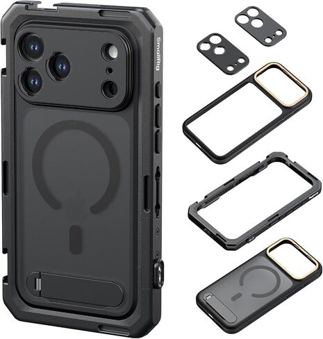 SMALLRIG Mobile Video Cage for iPhone 17 Pro, with Phone Case/TPU Soft Frame/T-Mount & 17mm Threaded Lens Backplate, Phone Video Rig for Videography Recording Vlog, Flagship Edition - 5542 in Saudi Arabia