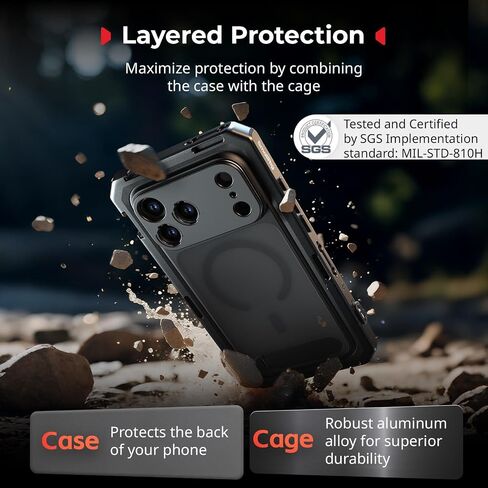 SMALLRIG Mobile Video Cage for iPhone 17 Pro, with Phone Case/TPU Soft Frame/T-Mount & 17mm Threaded Lens Backplate, Phone Video Rig for Videography Recording Vlog, Flagship Edition - 5542 in Saudi Arabia