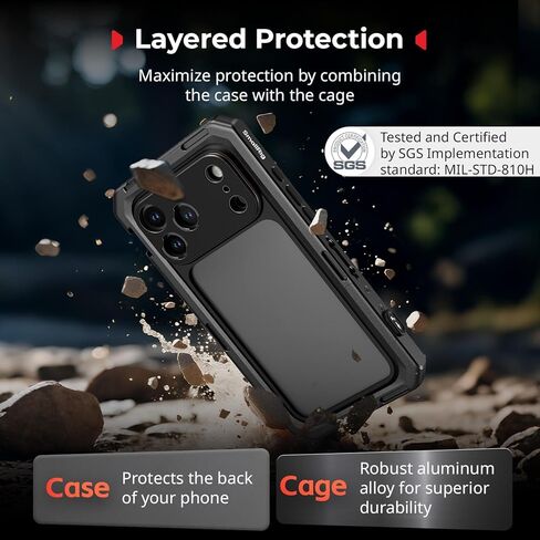SMALLRIG Mobile Video Cage for iPhone 17 Pro, with Phone Case/TPU Soft Frame/T-Mount & 17mm Threaded Lens Backplate, Phone Video Rig for Videography Recording Vlog, Flagship Edition - 5542 in Saudi Arabia