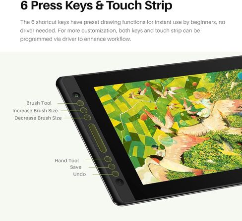 HUION Kamvas Pro 16 V2 Drawing Tablet with Screen 16K Levels PenTech 4.0 Battery-Free Pen, 15.6" Full-Laminated, Smart Touch Bar & 6 Keys Art Tablet Work with Windows, Mac and Linux in Saudi Arabia