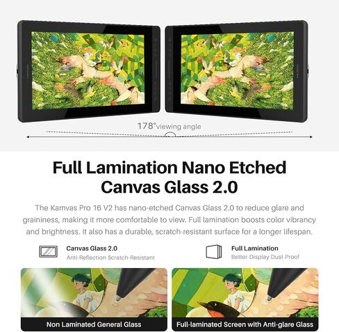 HUION Kamvas Pro 16 V2 Drawing Tablet with Screen 16K Levels PenTech 4.0 Battery-Free Pen, 15.6" Full-Laminated, Smart Touch Bar & 6 Keys Art Tablet Work with Windows, Mac and Linux in Saudi Arabia