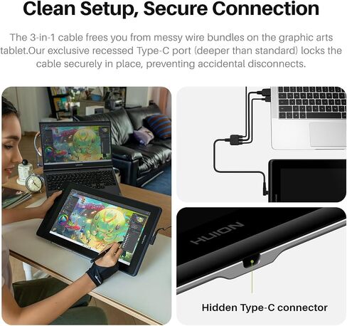 HUION Kamvas Pro 16 V2 Drawing Tablet with Screen 16K Levels PenTech 4.0 Battery-Free Pen, 15.6" Full-Laminated, Smart Touch Bar & 6 Keys Art Tablet Work with Windows, Mac and Linux in Saudi Arabia