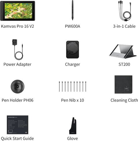HUION Kamvas Pro 16 V2 Drawing Tablet with Screen 16K Levels PenTech 4.0 Battery-Free Pen, 15.6" Full-Laminated, Smart Touch Bar & 6 Keys Art Tablet Work with Windows, Mac and Linux in Saudi Arabia