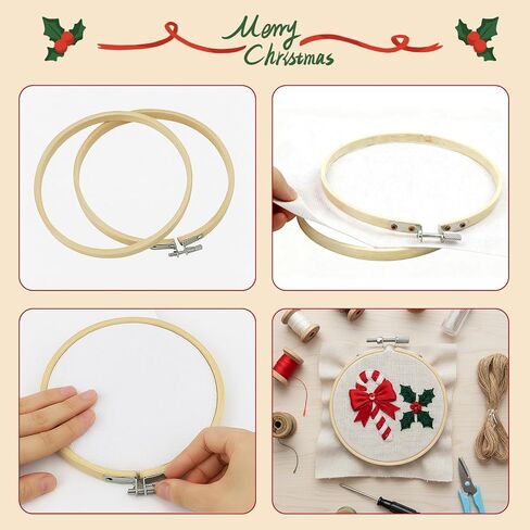 BigOtters 10PCS Embroidery Hoops, 6 Inch Adjustable Bamboo Circle Cross Stitch Hoop Ring Bulk Wholesale for Home Ornaments Art Craft Handy Sewing DIY Favor in Saudi Arabia