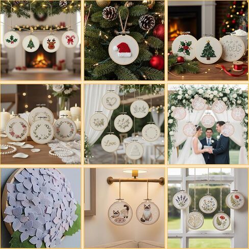 BigOtters 10PCS Embroidery Hoops, 6 Inch Adjustable Bamboo Circle Cross Stitch Hoop Ring Bulk Wholesale for Home Ornaments Art Craft Handy Sewing DIY Favor in Saudi Arabia