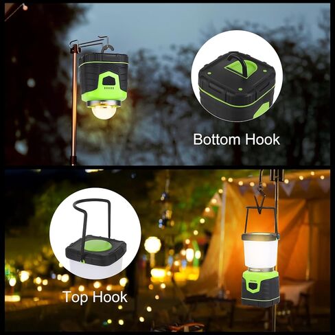 1000LM Battery Powered LED Camping Lantern, 4 Light Modes, IPX4 Waterproof, Dimmable Emergency Flashlight with Battery Indicator for Outdoor Camping, Hiking, Carabiner Clip Included in Saudi Arabia