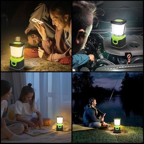 1000LM Battery Powered LED Camping Lantern, 4 Light Modes, IPX4 Waterproof, Dimmable Emergency Flashlight with Battery Indicator for Outdoor Camping, Hiking, Carabiner Clip Included in Saudi Arabia
