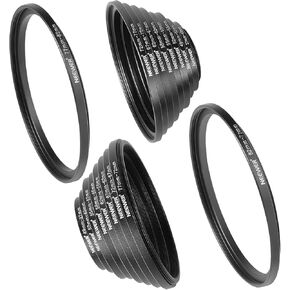Neewer® 20 Pieces Anodized Black Metal Stepping Adapter Ring Kit Including 10 Pieces Step-up Adapter Ring Set (26-30mm, 30-37mm, 37-43mm, 43-52mm, 52-55mm, 55-62mm, 62-67mm, 67-72mm, 72-77mm, 77-8 in Saudi Arabia