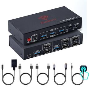 HDMI KVM Switch 2 Monitors 2 Computers – Dual Display 8K@60Hz, 4K@120Hz, USB 3.0 Fast Data Transfer, Plug & Play for Windows/Mac/Linux with an Additional 8K HDMI Cable in Saudi Arabia