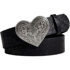 Women's Retro Vintage Metal Buckle Belt Faux Leather Western Cowgirl Waist Belts in Saudi Arabia