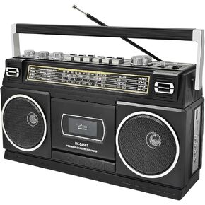 Cassette Player Boombox with Bluetooth, AM/FM/SW Radio & Record to USB, 24W Stereo Sound, 4 Power Modes, Portable Retro Stereo for Indoor Outdoor, Classic Black in Saudi Arabia