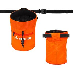 Chalk Bag for Rock Climbing Bouldering, Sealable Drawstring Closure, Capacious Zippered Pocket Athletic Chalk Bag with Waist Belt for Weightlifting, Gymnastics, Crossfit (Black/Orange) in Kuwait