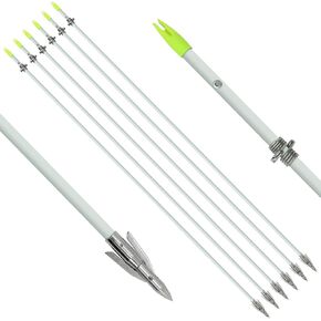 OBTOUTDOOR 6 PCS/12PCS 36 Inch Bowfishing Arrows 8mm Fishing Arrow Fiberglass Arrow with Broadhead for Slingshot Archery Hunting Fishing in Kuwait
