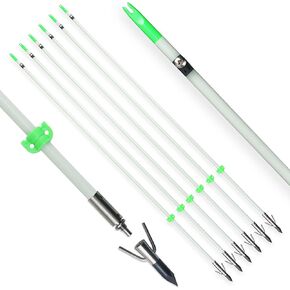 سهام صيد السمك مقاس 34 بوصة عمود من الألياف الزجاجية الصلبة مع رأس عريض للقوس المركب وقوس منحني لصيد الأسماك والرماية والصيد (حزمة من 6) in Kuwait