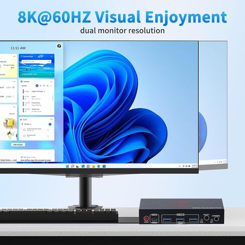 HDMI KVM Switch 2 Monitors 2 Computers – Dual Display 8K@60Hz, 4K@120Hz, USB 3.0 Fast Data Transfer, Plug & Play for Windows/Mac/Linux with an Additional 8K HDMI Cable in Saudi Arabia