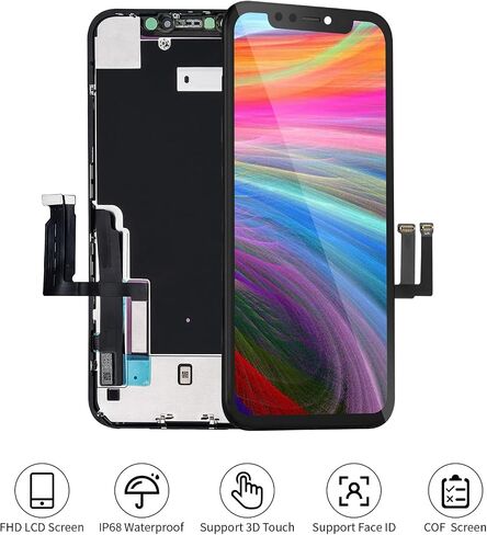 for iPhone XR Screen Replacement 6.1 Inch Black, MrR.OMW 3D Touch LCD FHD Display Digitizer Frame Assembly for A1984, A2105, A2106, A2108 with Repair Tools Kit in Kuwait