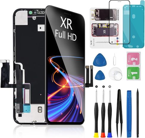 for iPhone XR Screen Replacement 6.1 Inch Black, MrR.OMW 3D Touch LCD FHD Display Digitizer Frame Assembly for A1984, A2105, A2106, A2108 with Repair Tools Kit in Kuwait