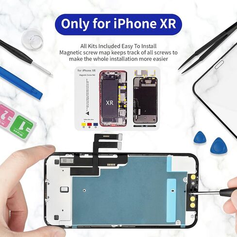 for iPhone XR Screen Replacement 6.1 Inch Black, MrR.OMW 3D Touch LCD FHD Display Digitizer Frame Assembly for A1984, A2105, A2106, A2108 with Repair Tools Kit in Kuwait