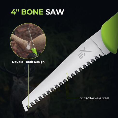 مجموعة سكاكين الصيد إكستريموس هارفيست إيدج - طقم خلع الملابس الميداني 4/8 قطعة مع سكين سلخ خطاف الأمعاء، وسكين التغطية ومنشار العظام للعبة الغزلان إلك الكبيرة، وهدايا الصيد للرجال in Kuwait