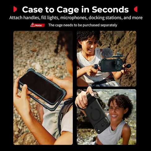 طقم حافظة هاتف SMALLRIG FilMov لهاتف iPhone 17 Pro، حافظة هاتف مغناطيسية مع مسند قابل للتعديل، لوحة خلفية للعدسة، دعم MagSafe، لمثبت الهاتف Gimbal، لـ DJI، لـ Insta360، أسود-5549 in Saudi Arabia
