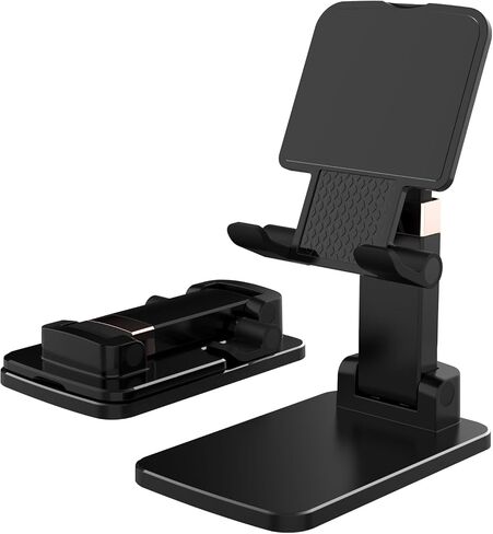 Phone Stand for Desk,Fully Adjustable Foldable Phone Holder,Metal Base with Anti-Slip Pad,Thick Case,Compatible with iPhone 17 Pro Max/Air/17 Pro/17/16/16e,15,All Phones,Portable Office Accessories in Saudi Arabia