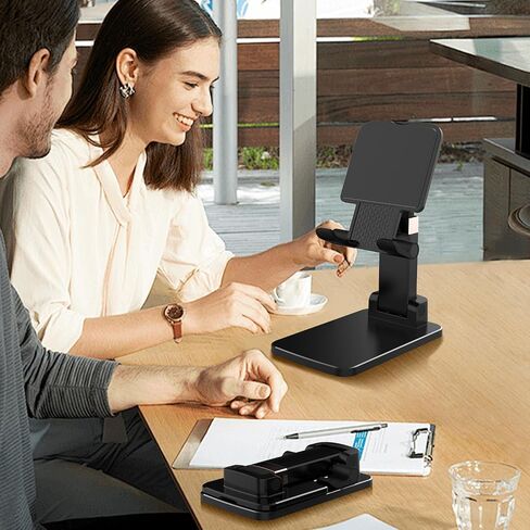 Phone Stand for Desk,Fully Adjustable Foldable Phone Holder,Metal Base with Anti-Slip Pad,Thick Case,Compatible with iPhone 17 Pro Max/Air/17 Pro/17/16/16e,15,All Phones,Portable Office Accessories in Saudi Arabia
