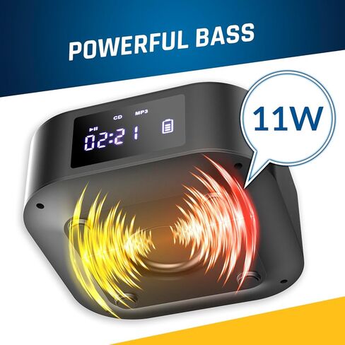 KLIM Boombox E1 – Portable CD Player with Subwoofer – Extra Bass, Bluetooth, FM Radio, USB, AUX, MP3 – Rechargeable Battery, Wired & Wireless Modes, Remote Control – Black/Gold in Saudi Arabia