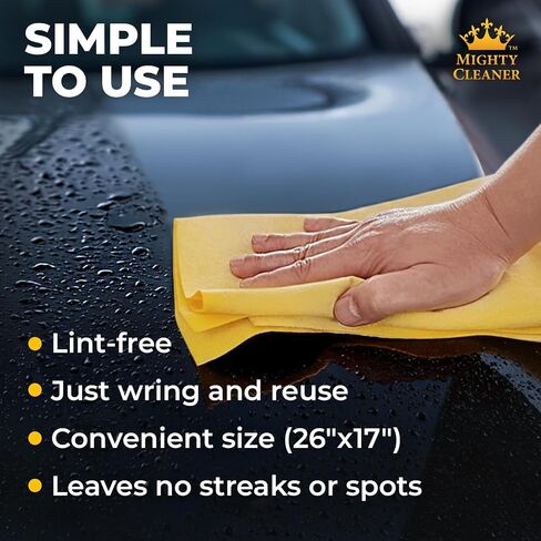 Premium Chamois Cloth for Car - 2pk +1 Free Shammy Towel for Car - 26"x17" - Super Absorbent Reusable Car Shammy Towel - Scratch-Free in Saudi Arabia