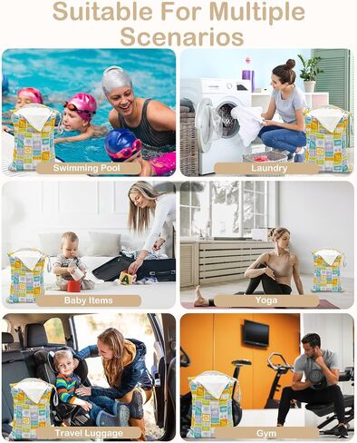 ALVABABY قطعتان من أكياس الحفاضات القماشية الرطبة والجافة مقاومة للماء وقابلة لإعادة الاستخدام مع جيبين بسحّاب للسفر على الشاطئ وحمام السباحة والعناية النهارية ومستلزمات الأطفال المتسخة وحقيبة اليوغا وصالة الألعاب الرياضية لملابس السباحة أو الملابس الرطبة in Saudi Arabia
