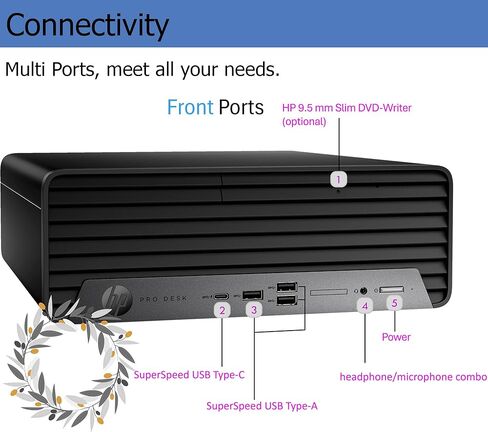 HP Slim Desktop, Intel Celeron J4025 Processor, 16GB RAM, 1TB SSD, HDMI, RJ-45, VGA, Wi-Fi, Bluetooth, Wired KB&Mouse, Windows 11 Home, Black in Saudi Arabia