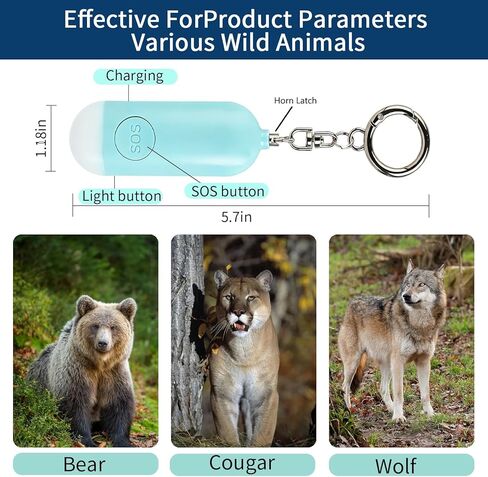 Rechargeable Electronic Air Bear Horn with 130dB Loud Alarm & LED Strobe Light – Ultra-Lightweight Personal Safety Horn for Dogs .Hiking, Camping, Wildlife Protection ,Bear-Protection（Blue） Loxnzify in Saudi Arabia