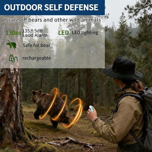 Rechargeable Electronic Air Bear Horn with 130dB Loud Alarm & LED Strobe Light – Ultra-Lightweight Personal Safety Horn for Dogs .Hiking, Camping, Wildlife Protection ,Bear-Protection（Blue） Loxnzify in Saudi Arabia