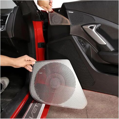 Car Door Audio Speaker Cover Decoration Loudspeaker Frame Fit For Chevy Fit For Corvette C7 2014-2019 Interior Accessories(2-PCS) in Saudi Arabia