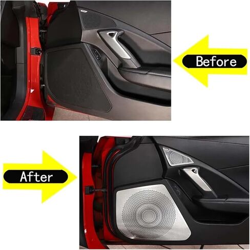 Car Door Audio Speaker Cover Decoration Loudspeaker Frame Fit For Chevy Fit For Corvette C7 2014-2019 Interior Accessories(2-PCS) in Saudi Arabia