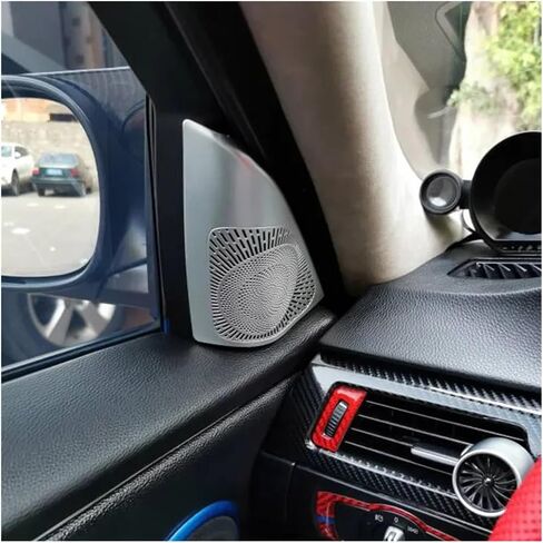 صالح لسيارات BMW 3 Series E90 E92 2005-2012 الفولاذ المقاوم للصدأ الفضة سيارة ثلاثة أضعاف المتكلم صافي غطاء الكسوة ملصقات الملحقات in Saudi Arabia