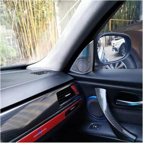 صالح لسيارات BMW 3 Series E90 E92 2005-2012 الفولاذ المقاوم للصدأ الفضة سيارة ثلاثة أضعاف المتكلم صافي غطاء الكسوة ملصقات الملحقات in Saudi Arabia