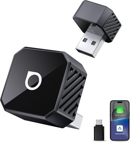 OTTOCAST Mini 3.0 (Pot) 2025 2 في 1 محول CarPlay/Android التلقائي، 5 جيجا هرتز WiFi، اتصال تلقائي لسيارات 2016+ in Kuwait