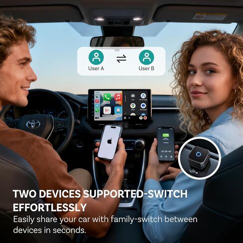 OTTOCAST Mini 3.0 (Pot) 2025 2 في 1 محول CarPlay/Android التلقائي، 5 جيجا هرتز WiFi، اتصال تلقائي لسيارات 2016+ in Kuwait