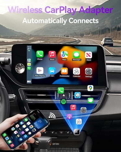 محول CarPlay لاسلكي صغير مطور لهاتف iPhone - تحويل CarPlay السلكي إلى اتصال لاسلكي ومستقر، متوافق مع iOS 10+ ومركبات CarPlay السلكية OEM in Kuwait