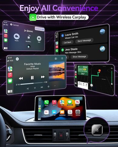 محول CarPlay لاسلكي صغير مطور لهاتف iPhone - تحويل CarPlay السلكي إلى اتصال لاسلكي ومستقر، متوافق مع iOS 10+ ومركبات CarPlay السلكية OEM in Kuwait