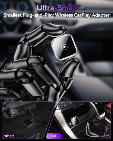 محول CarPlay لاسلكي صغير مطور لهاتف iPhone - تحويل CarPlay السلكي إلى اتصال لاسلكي ومستقر، متوافق مع iOS 10+ ومركبات CarPlay السلكية OEM in Kuwait