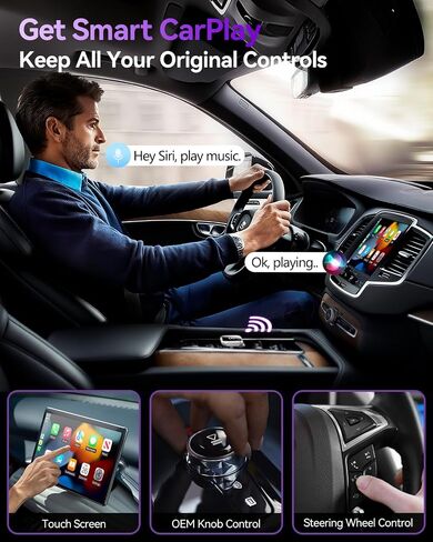 محول CarPlay لاسلكي صغير مطور لهاتف iPhone - تحويل CarPlay السلكي إلى اتصال لاسلكي ومستقر، متوافق مع iOS 10+ ومركبات CarPlay السلكية OEM in Kuwait