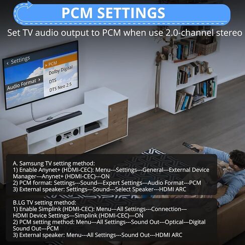 CAMWAY eARC/ARC Audio Extractor - eARC to Optical Converter, Supports 5.1 Dolby Digital, DTS,2.0 Channel, Extract HD Audio Signals from TV to Soundbar,Amplifier with Optical Cable, HDMI Cable in Saudi Arabia